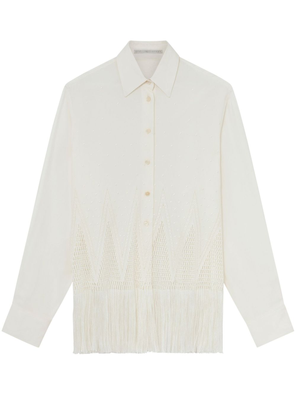 Stella McCartney 镂空针织流苏衬衫 - 白色