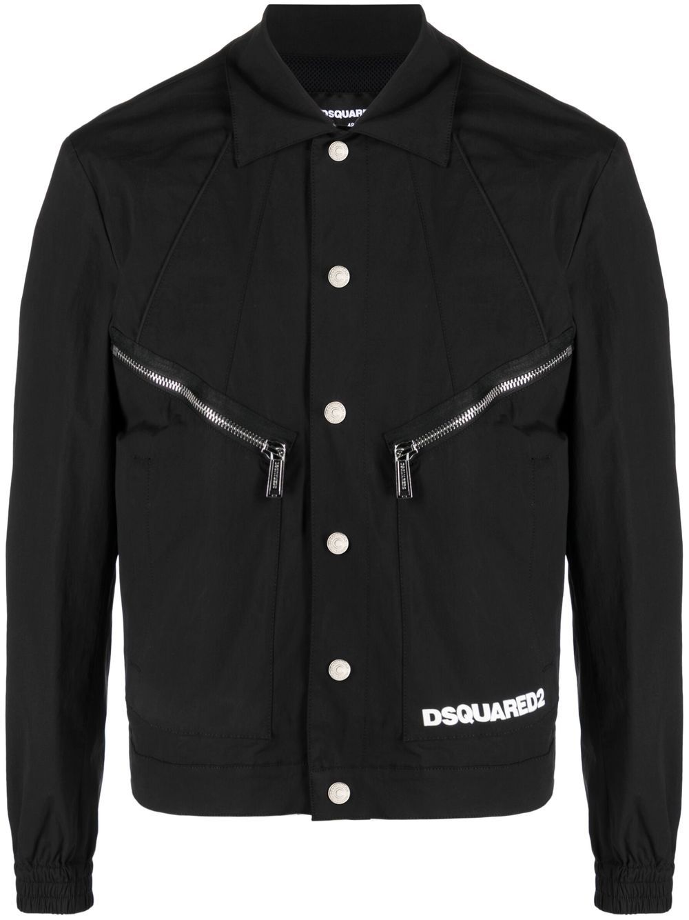 DSQUARED2 logo印花衬衫式夹克 - 黑色