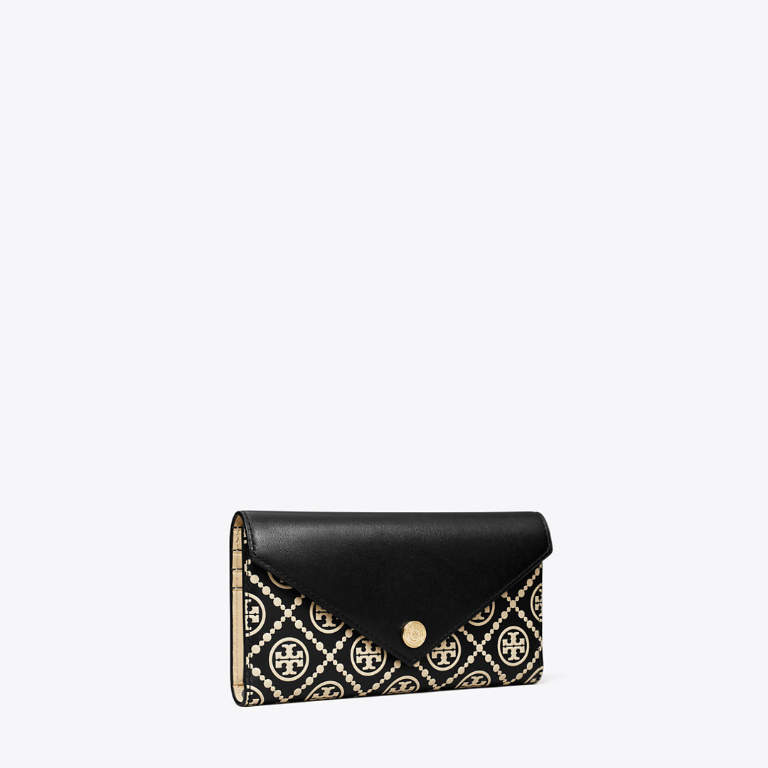Tory Burch T Monogram Contrast Embossed Envelope Wallet