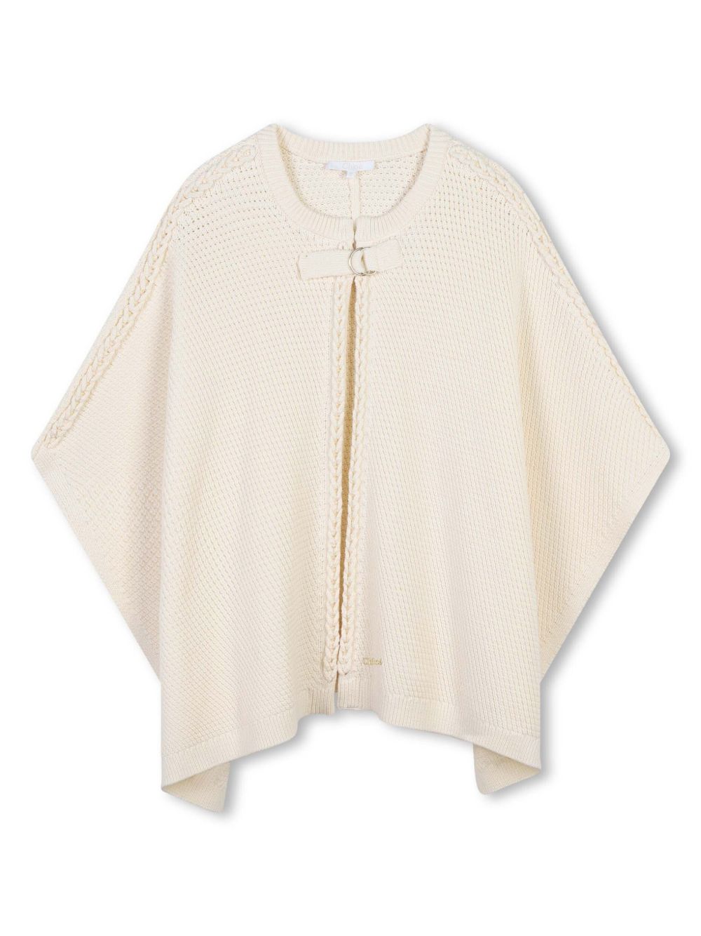Chloé Kids logo标牌针织斗篷 - 中性色