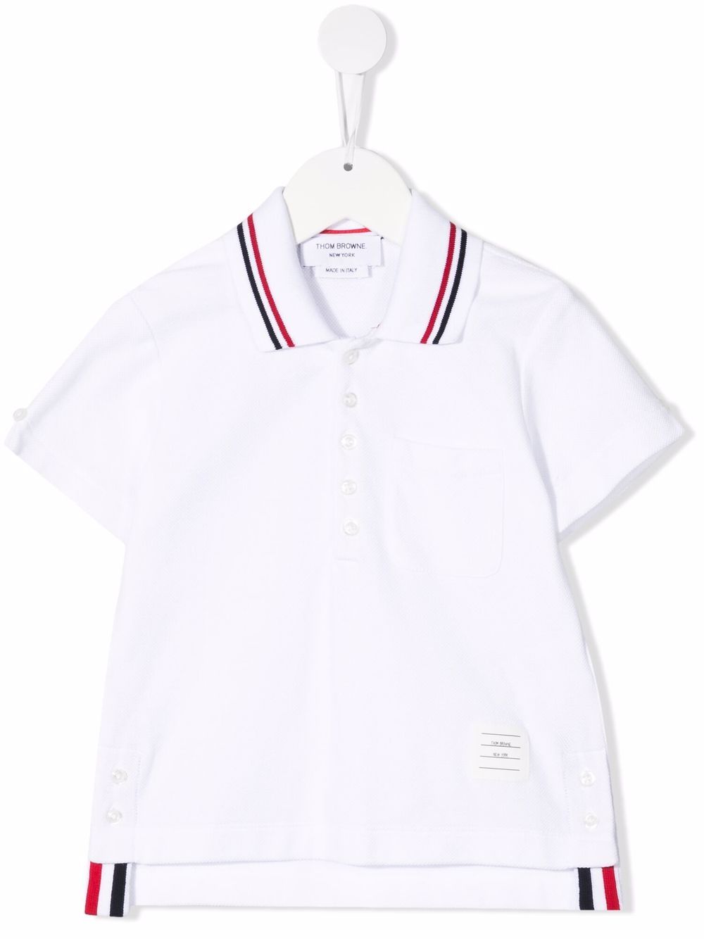 Thom Browne Kids 短袖棉polo衫 - 白色