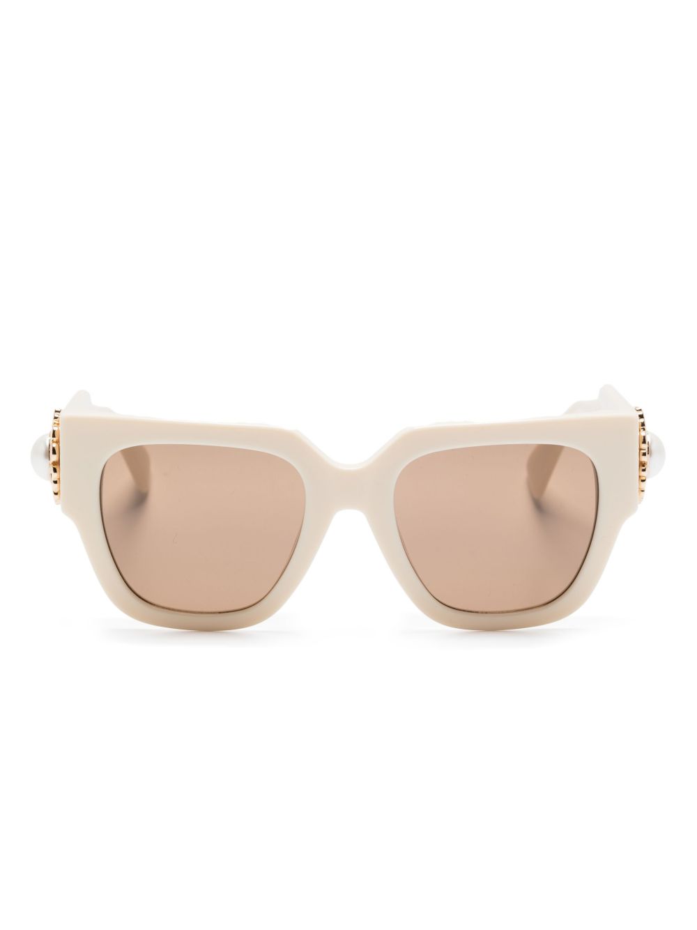 Moschino Eyewear 方框logo贴花太阳眼镜 - 白色