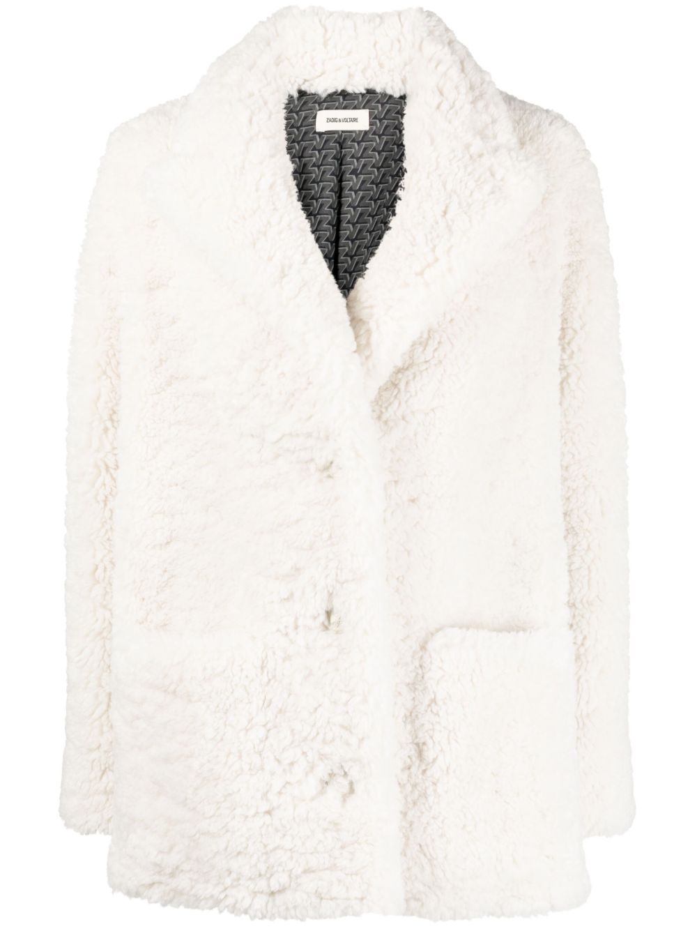 Zadig&Voltaire 人造皮毛一体双排扣外套 - 白色