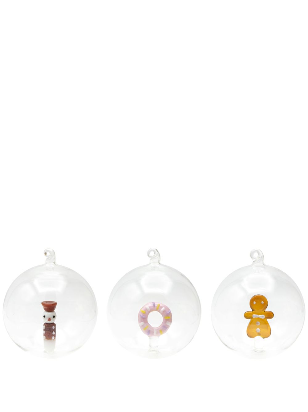 CU I SEEYOU Christmas 3D-detailing glass baubles (set of three) - 中性色