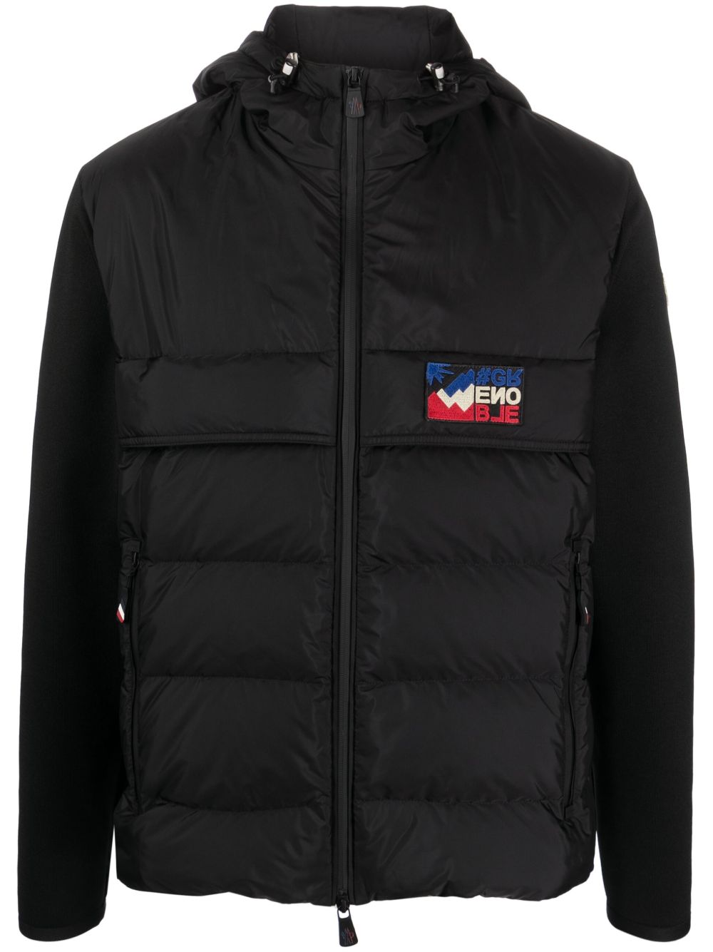 Moncler Grenoble 绗缝拼接连帽开衫 - 黑色