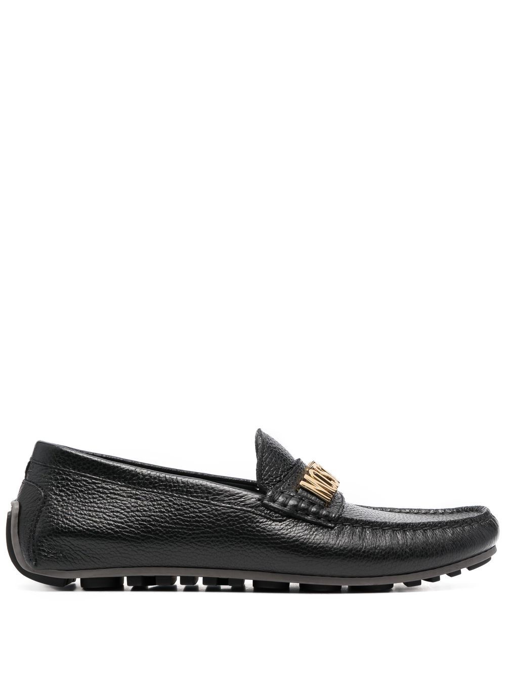 Moschino logo标牌细节乐福鞋 - 黑色