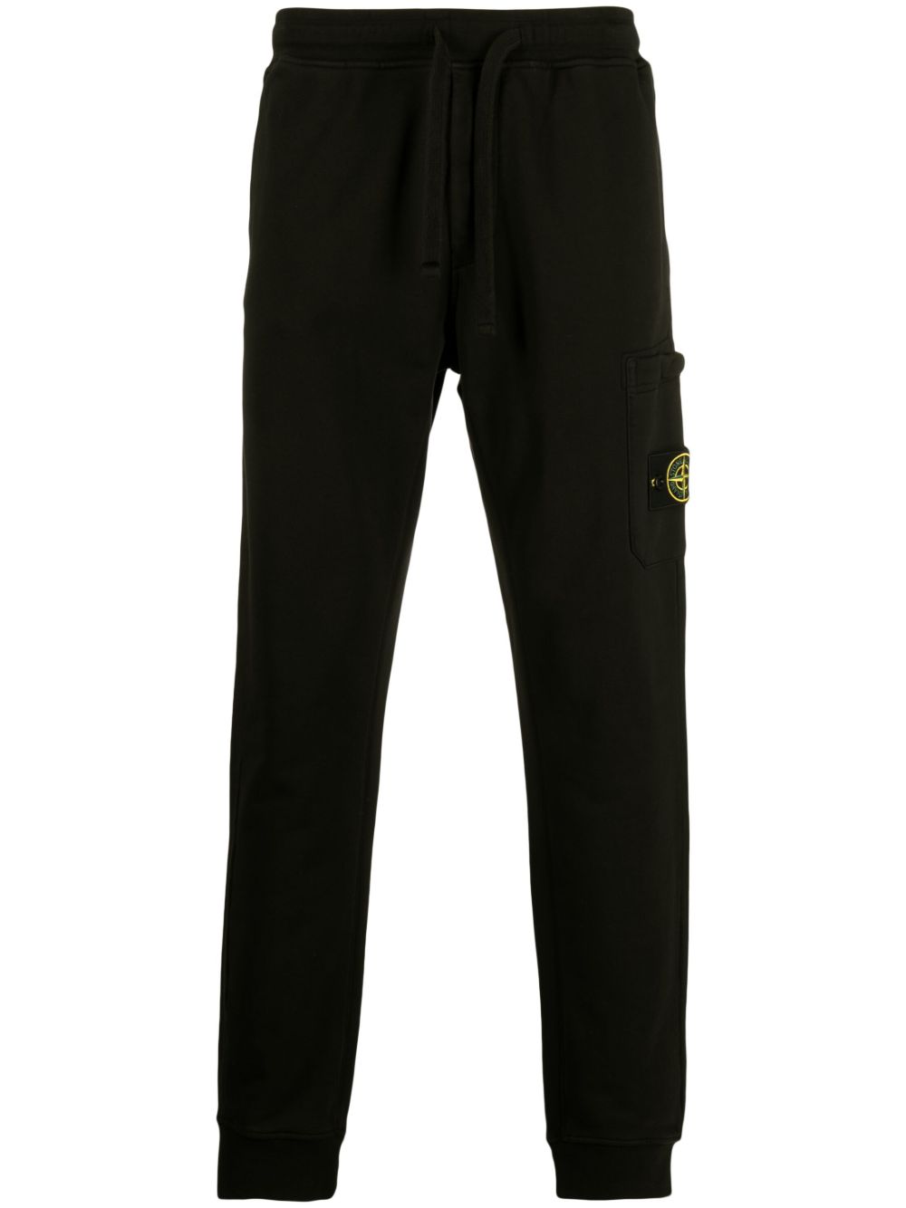 Stone Island logo刺绣棉运动裤 - 黑色