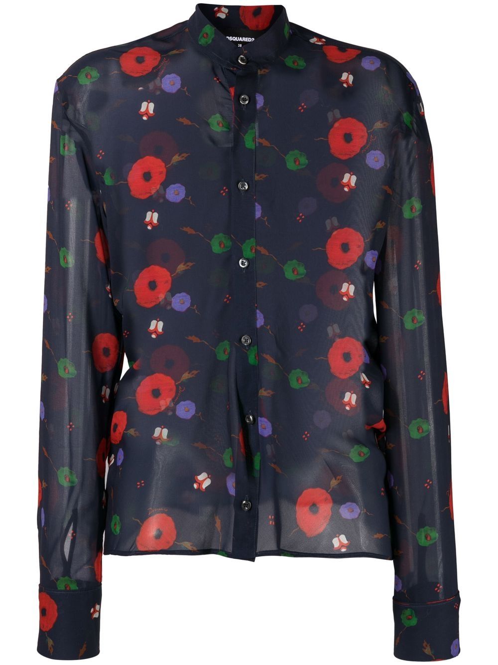 DSQUARED2 D2次方 花卉印花长袖衬衫 - 蓝色