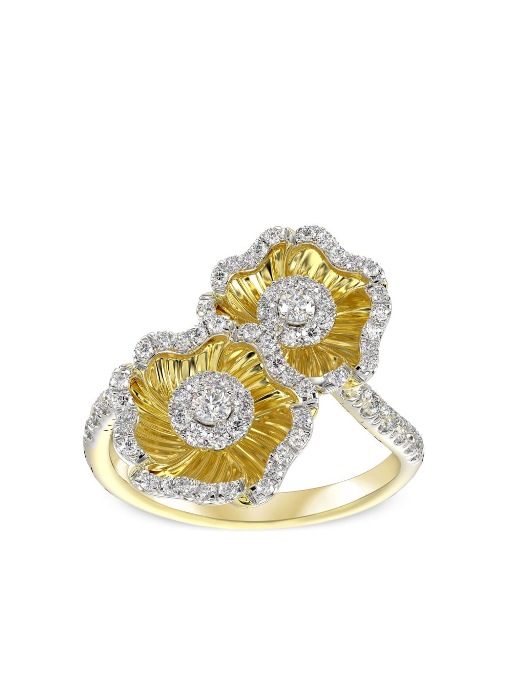 Marchesa 18K黄金 Halo Flower 钻石戒指 - 金色