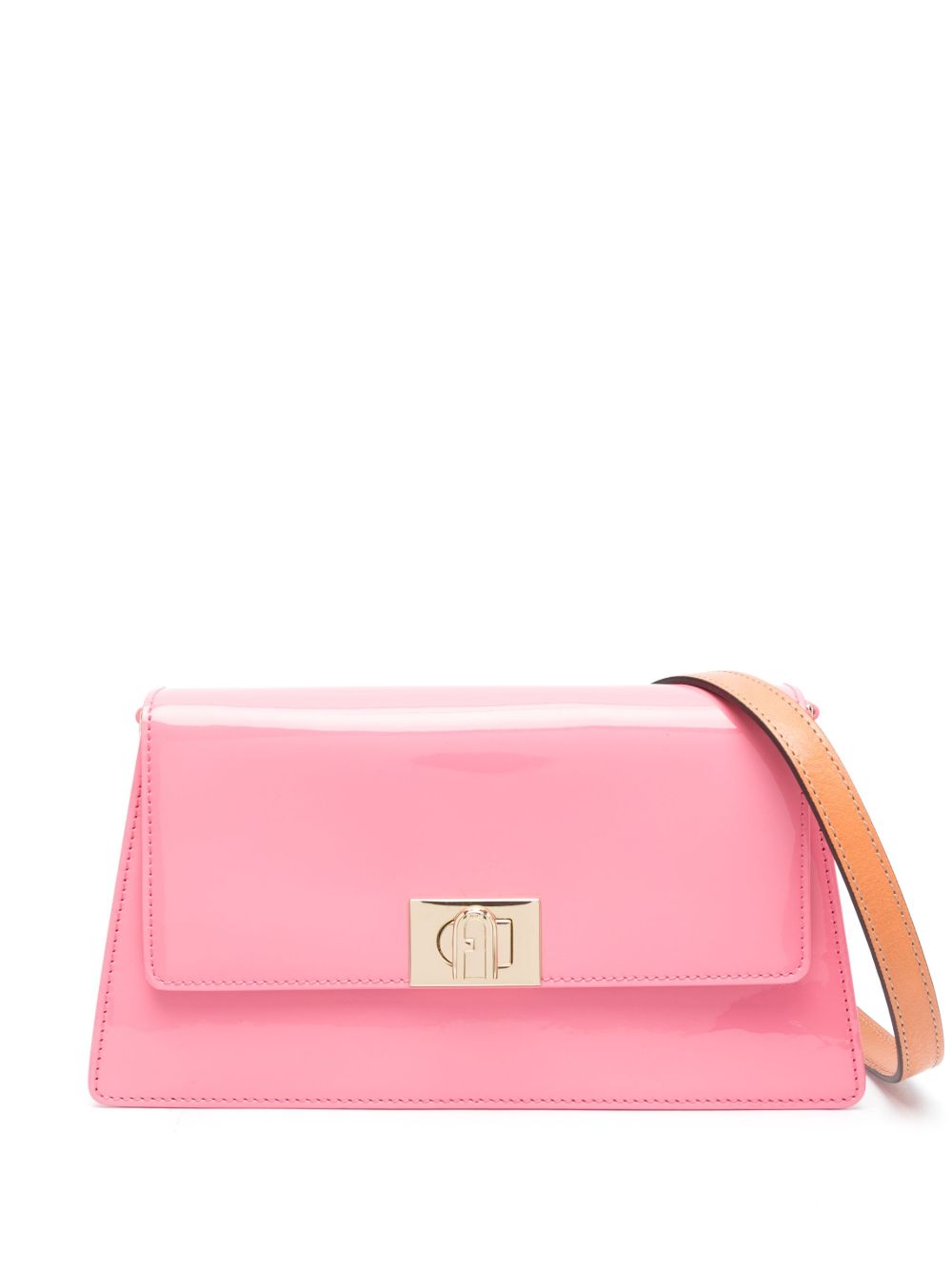 Furla Zoe 漆皮斜挎包 - 粉色