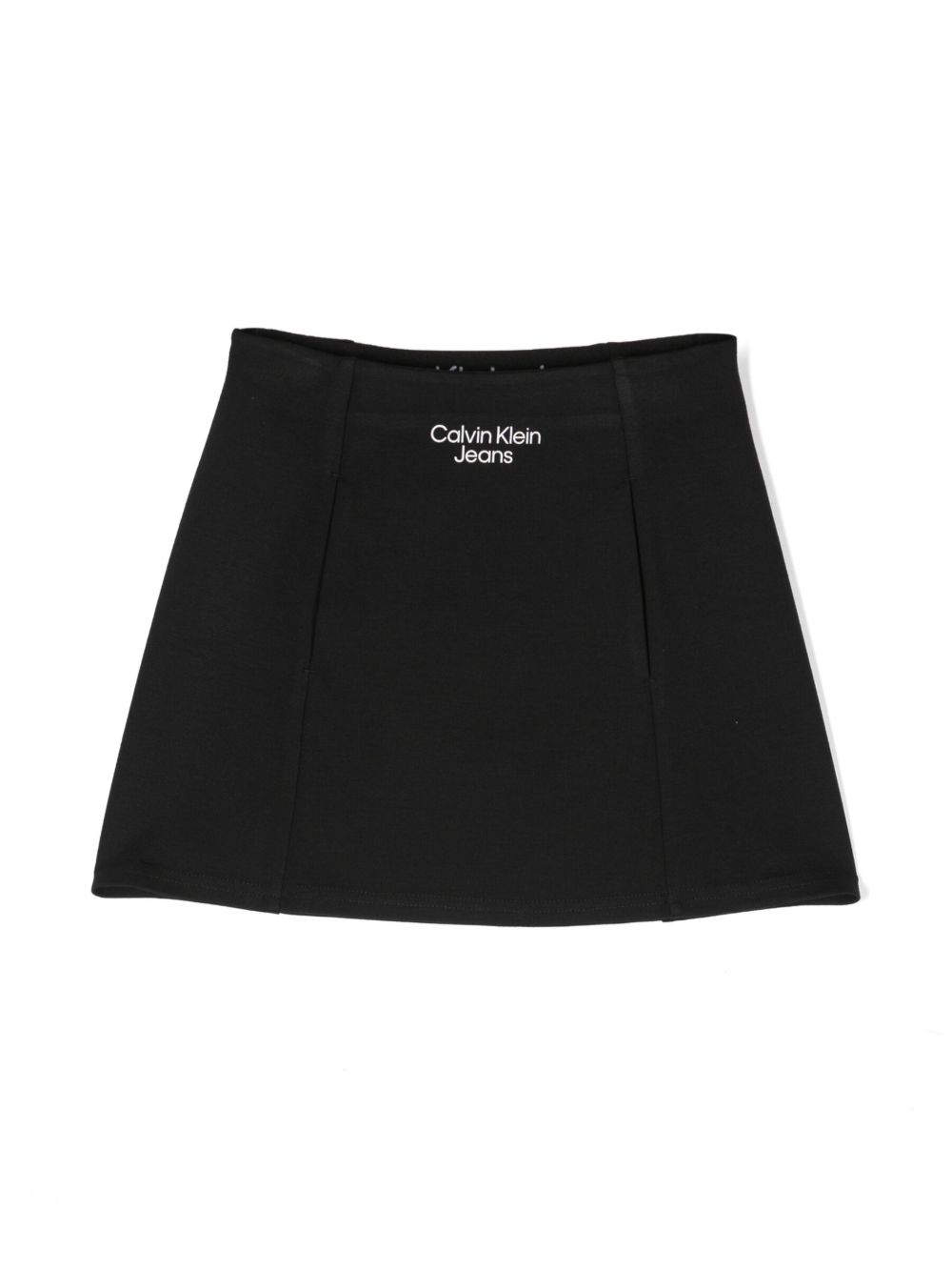Calvin Klein Kids logo印花A字半身裙 - 黑色