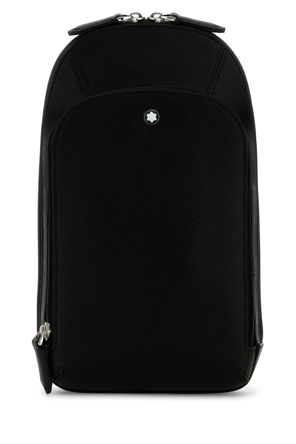Montblanc 黑色皮革商务斜挎包
