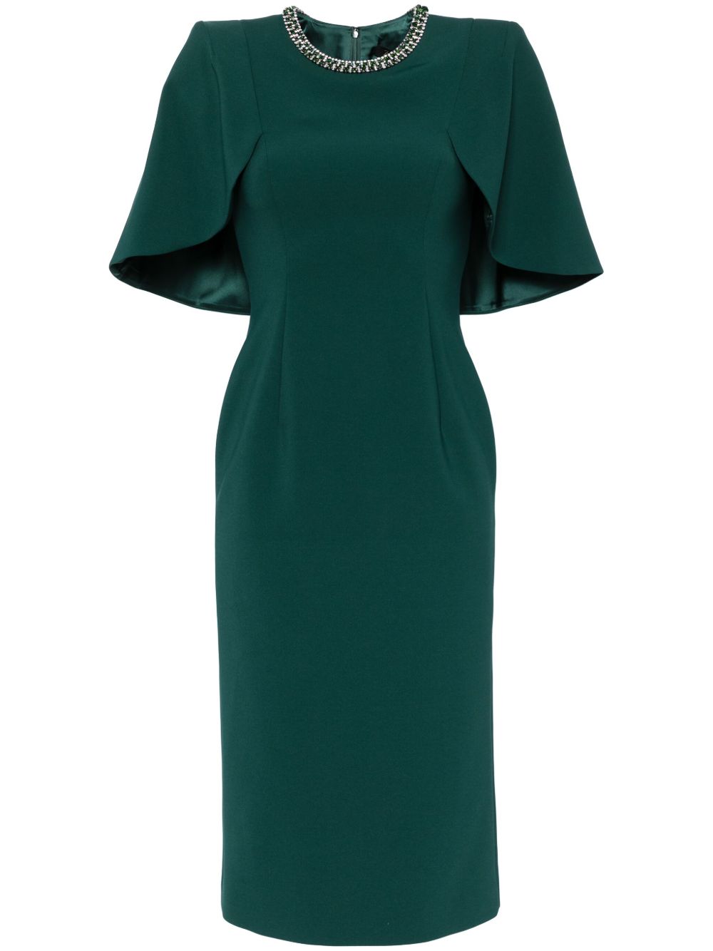 Jenny Packham Flirtini 晶饰中长连衣裙 - 绿色