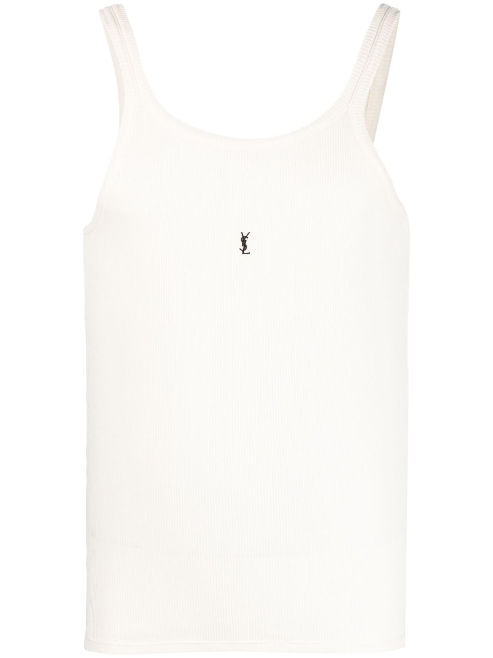 Saint Laurent logo刺绣罗纹坦克背心 - 中性色