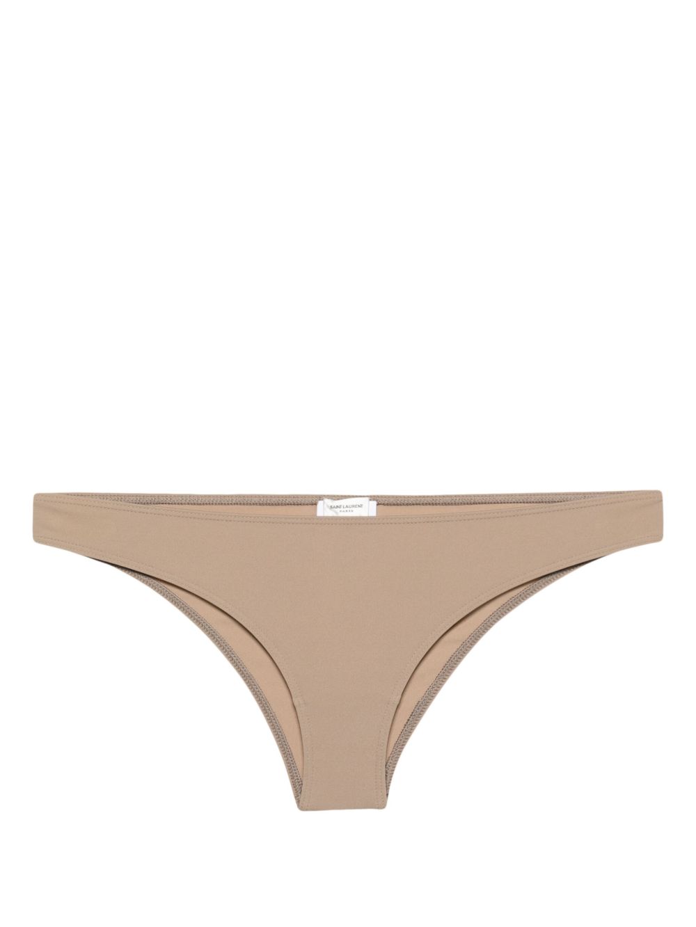 Saint Laurent 松紧腰边高衩比基尼三角裤 - 褐色