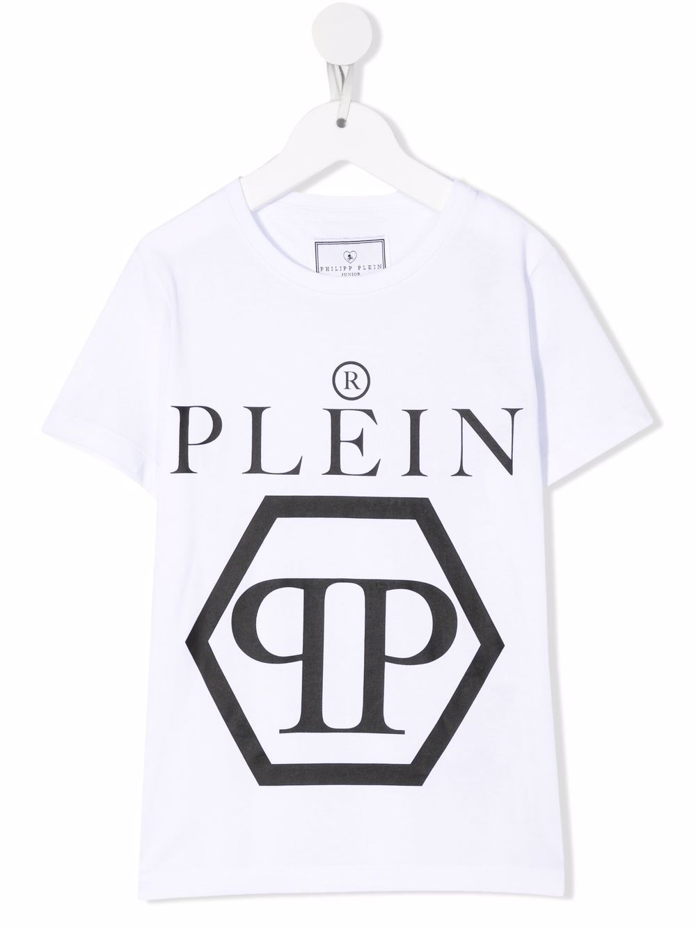 Philipp Plein Junior logo印花棉T恤 - 白色