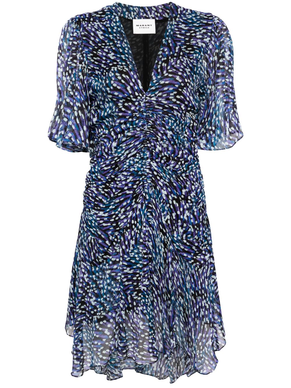 MARANT ÉTOILE Vivienne 抽象印花迷你连衣裙 - 蓝色