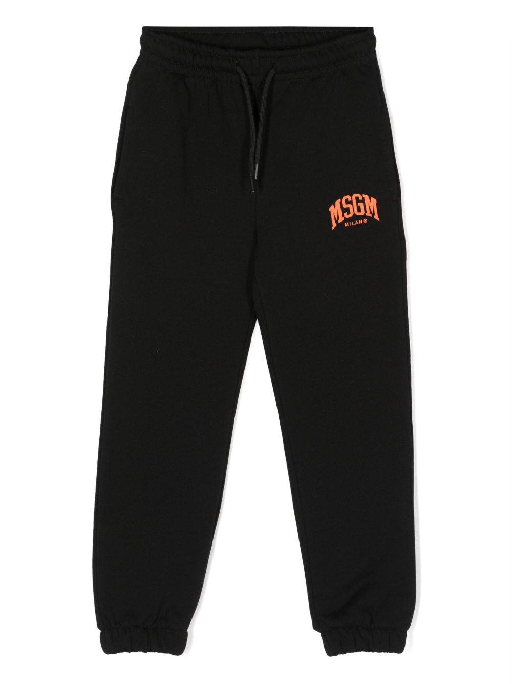 MSGM Kids logo印花棉运动裤 - 黑色