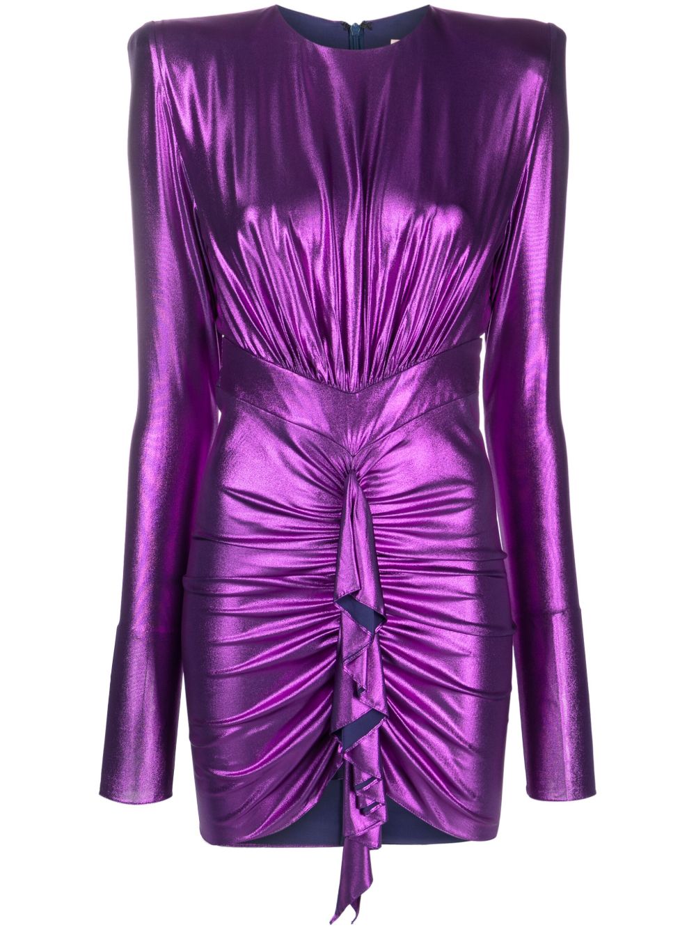 Alexandre Vauthier 压膜效果褶饰迷你连衣裙 - 紫色