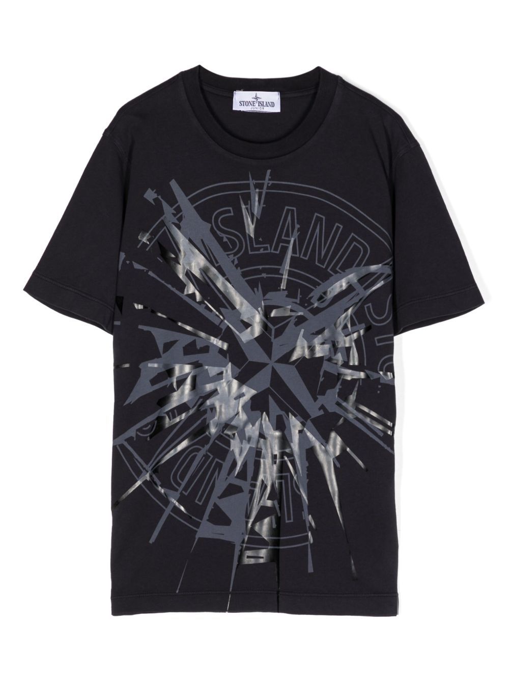 Stone Island Junior logo印花棉T恤 - 蓝色