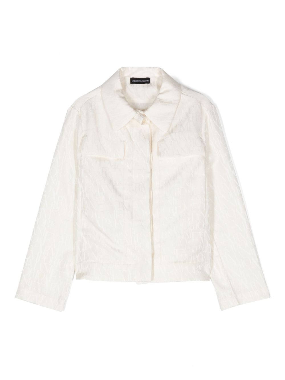 Emporio Armani Kids logo提花衬衫式夹克 - 中性色