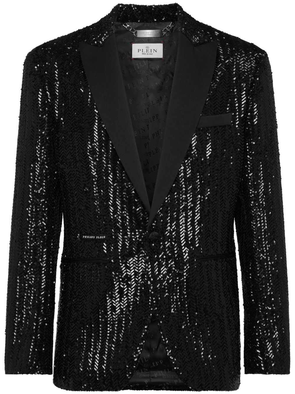 Philipp Plein 刺绣金银丝西装夹克 - 黑色