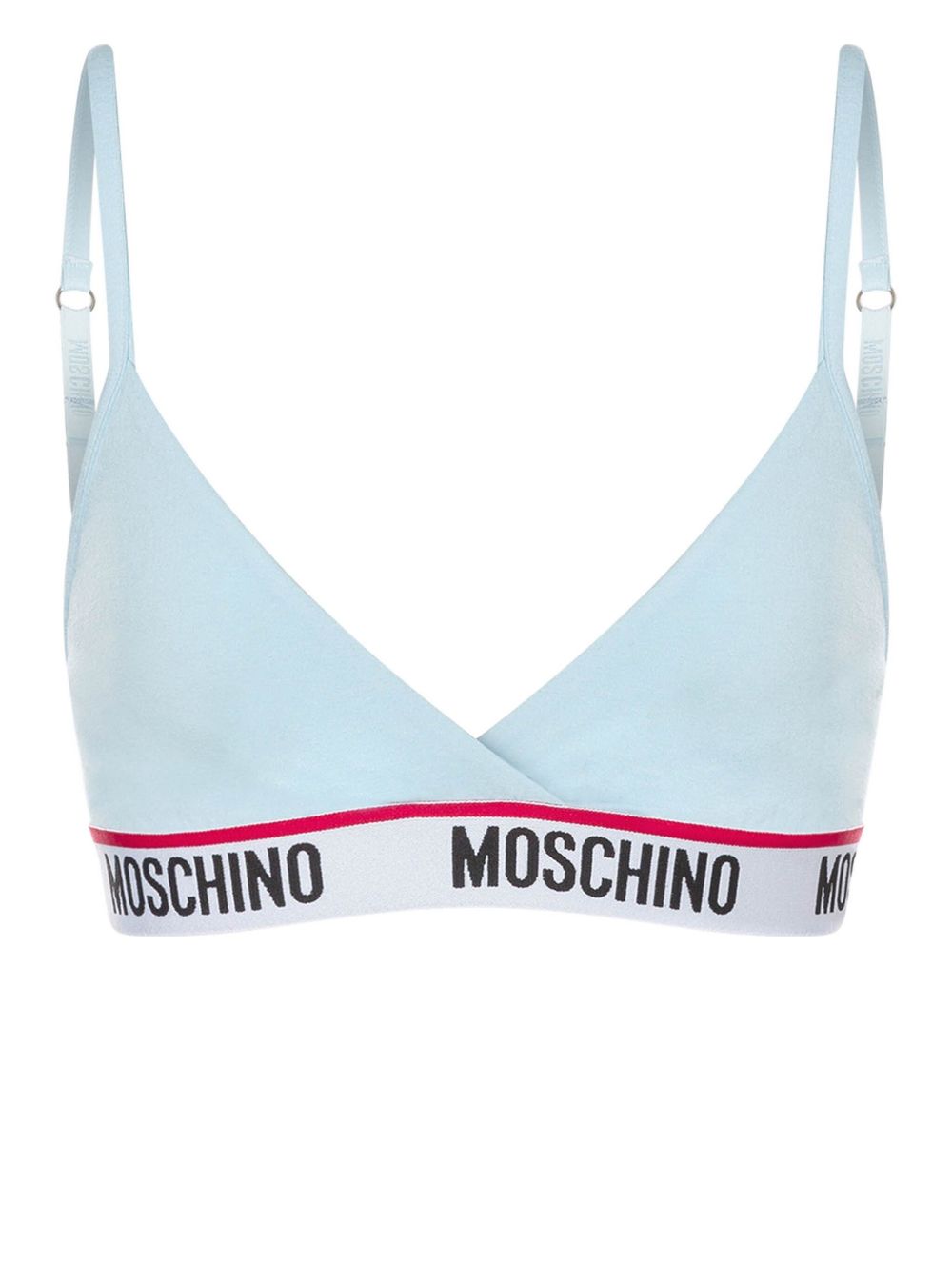 Moschino logo织带文胸 - 蓝色