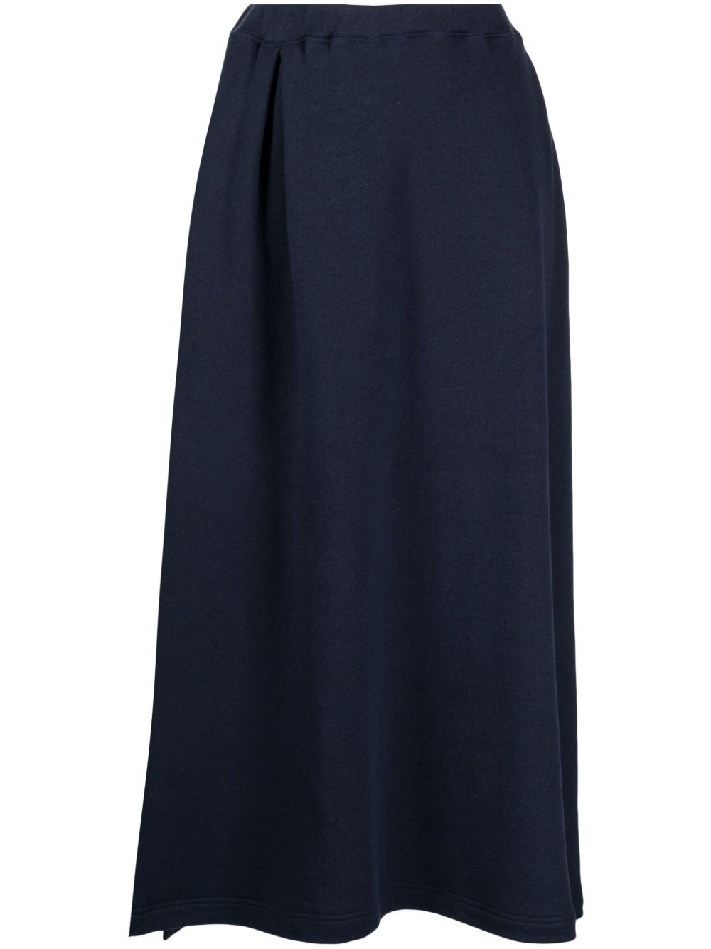 Yohji Yamamoto 高腰褶饰中长半身裙 - 蓝色