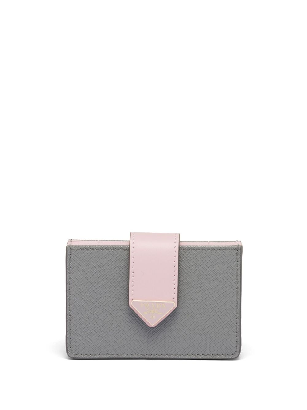 Prada logo标牌皮质卡夹 - 灰色