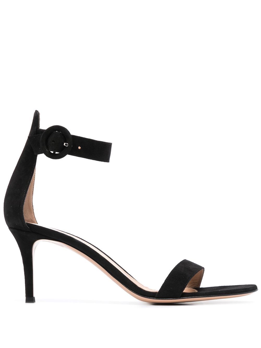 Gianvito Rossi Portofino 高跟绒面皮凉鞋 - 黑色