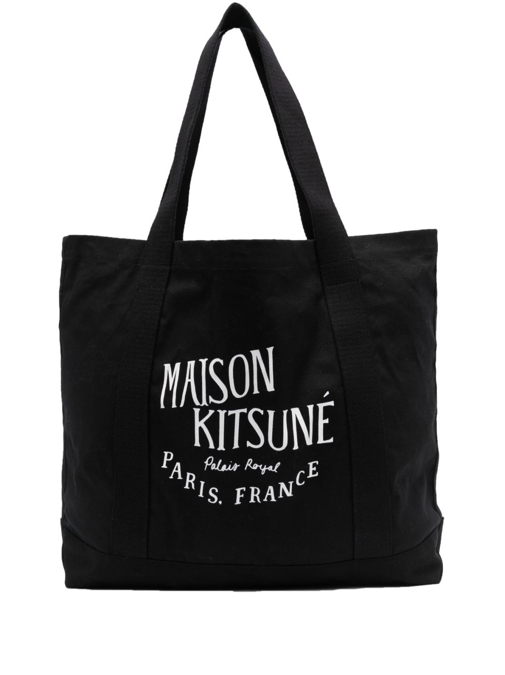 Maison Kitsuné logo印花棉手提包 - 黑色