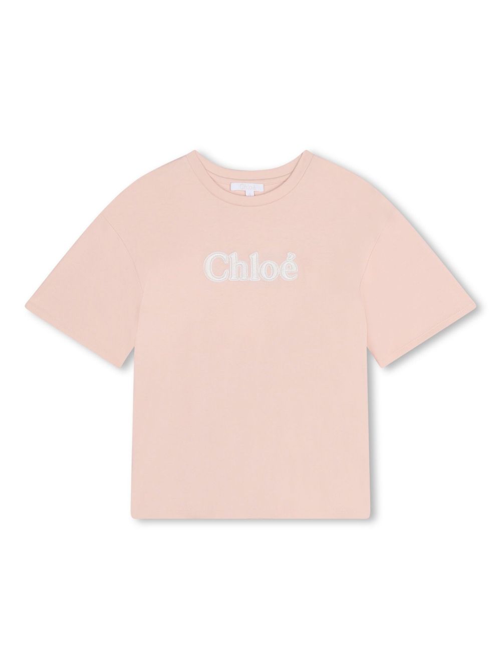 Chloé Kids logo印花棉T恤 - 粉色
