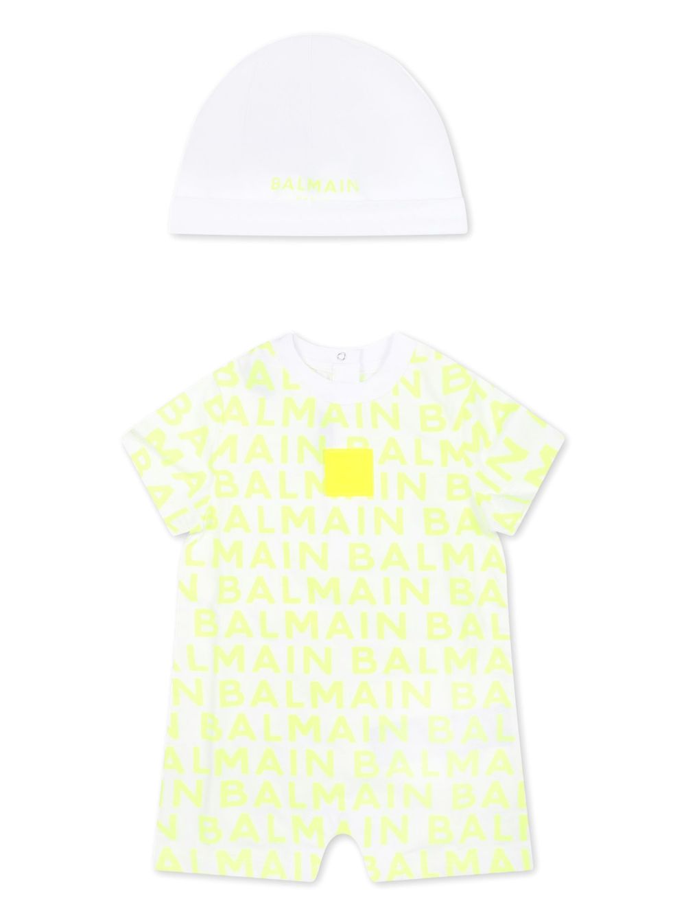 Balmain Kids logo印花棉短裤（两件装） - 黄色