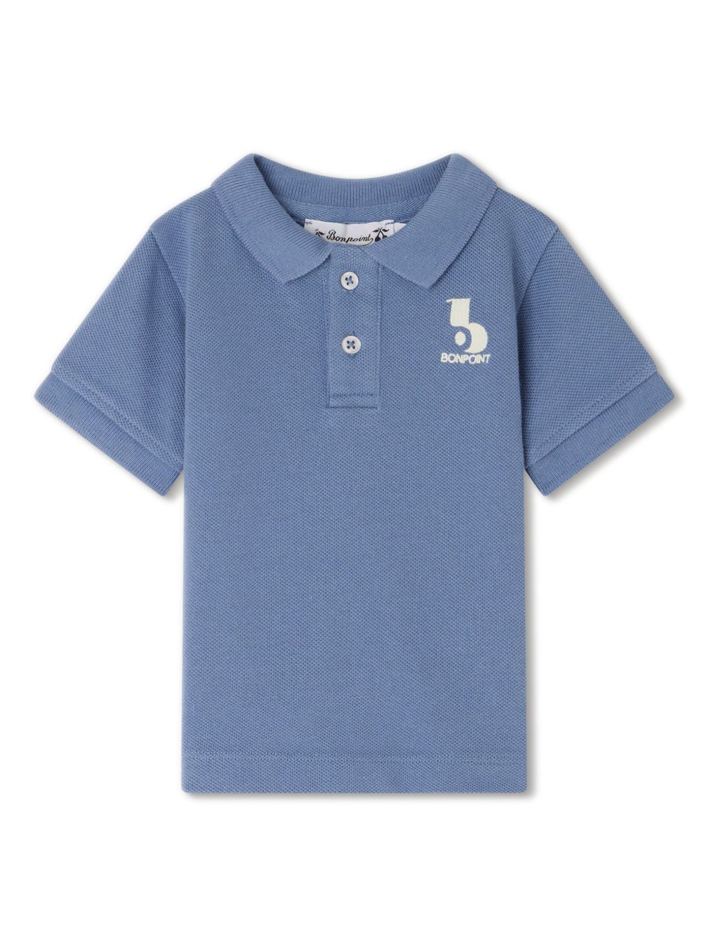 Bonpoint Finn logo刺绣棉polo衫 - 蓝色