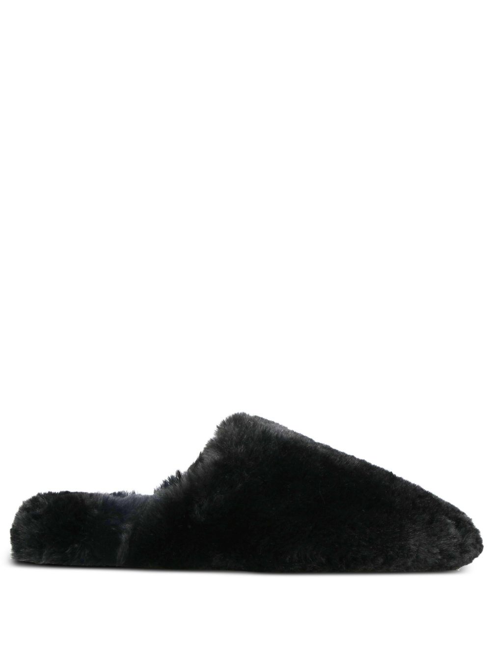 Balenciaga Teddy 人造皮毛一体拖鞋 - 黑色