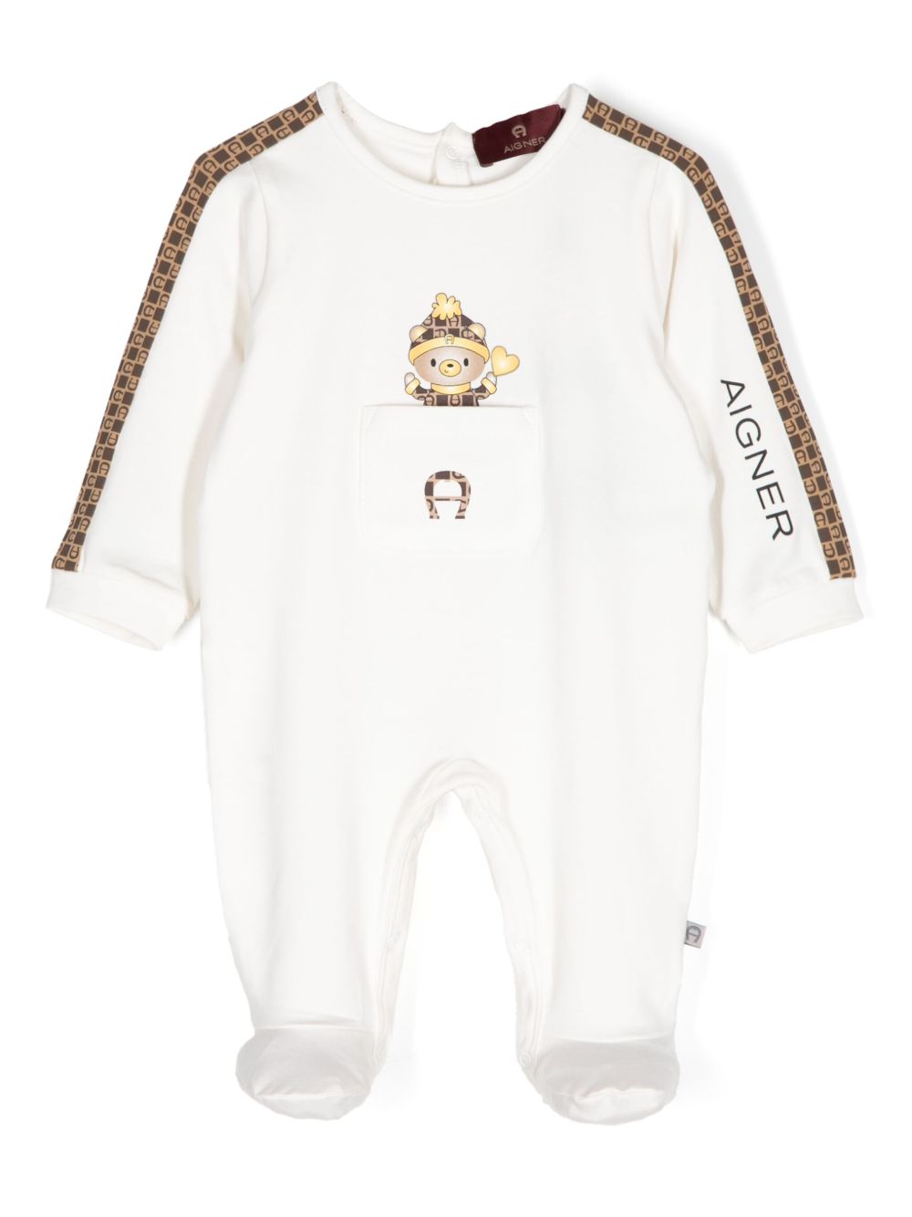 Aigner Kids logo印花连体衣 - 白色