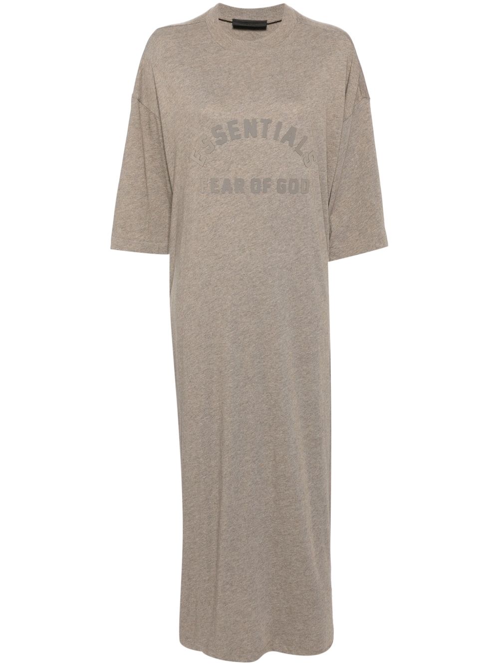 FEAR OF GOD ESSENTIALS logo贴花平纹针织超长连衣裙 - 灰色