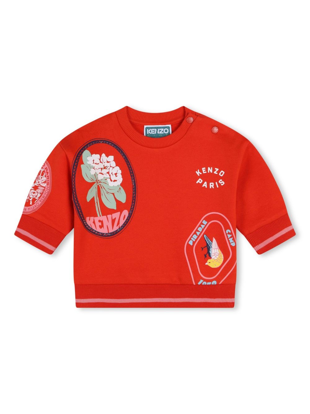 Kenzo Kids logo印花平纹针织卫衣 - 红色