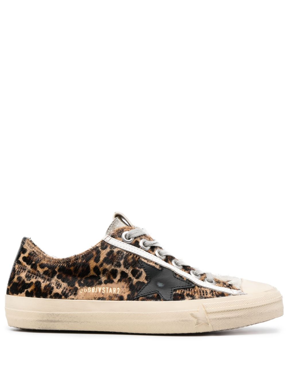 Golden Goose 豹纹系带运动鞋 - 褐色