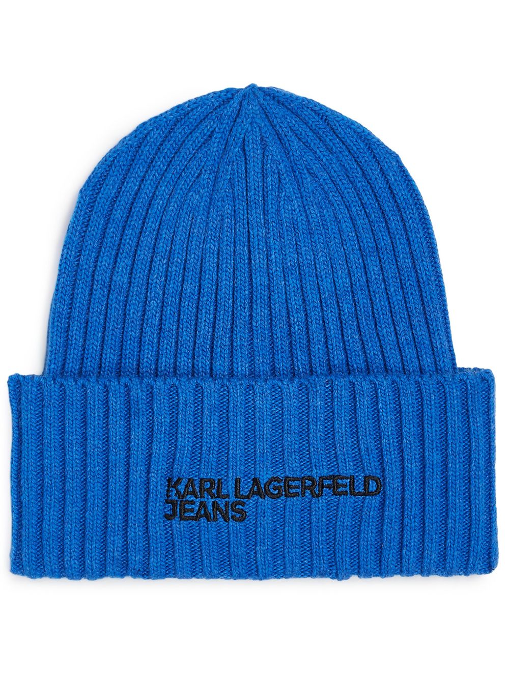 Karl Lagerfeld Jeans logo刺绣罗纹套头帽 - 蓝色