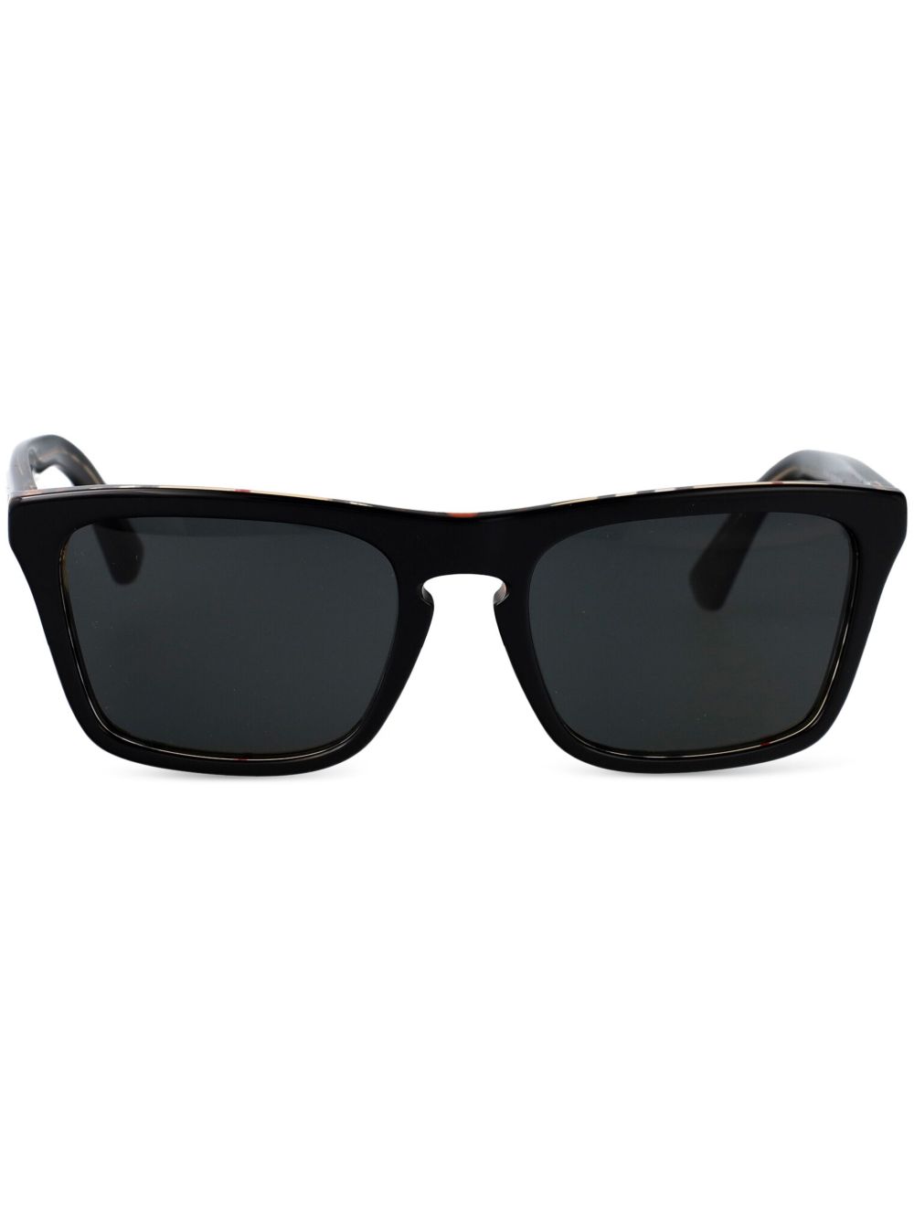 Burberry Eyewear 经典格纹细节太阳眼镜 - 黑色