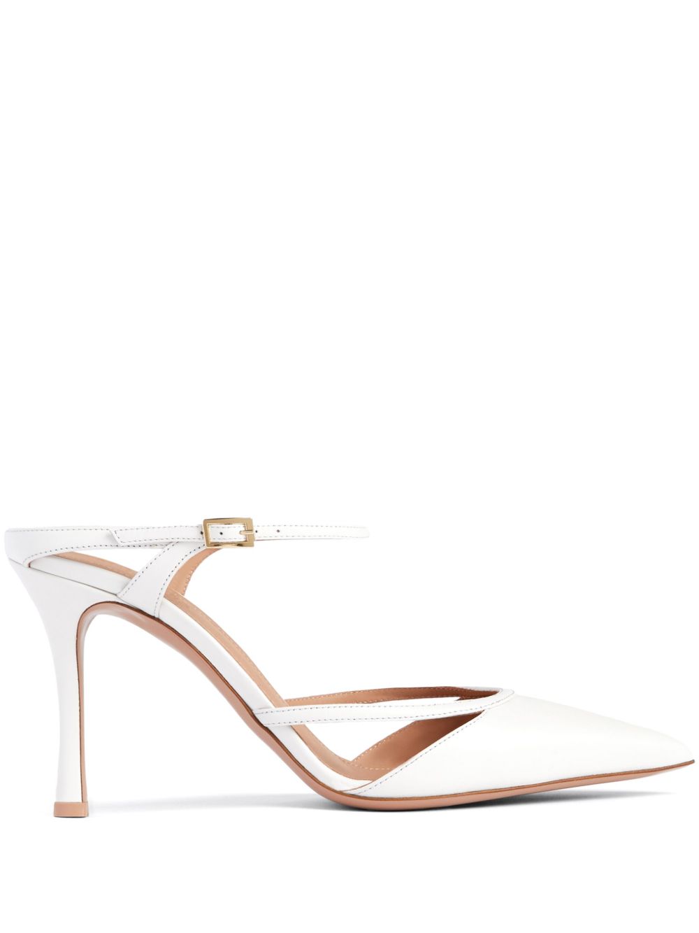 Malone Souliers Yola 皮质高跟穆勒鞋 - 白色
