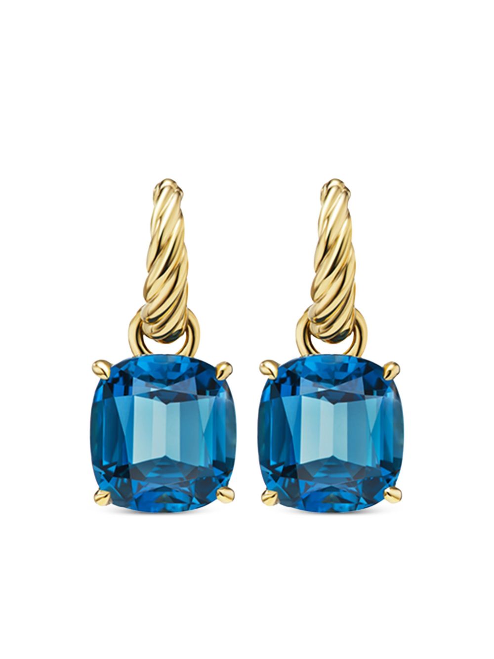 David Yurman 18K黄金 Marbella 蓝色黄玉吊饰耳环 - 金色