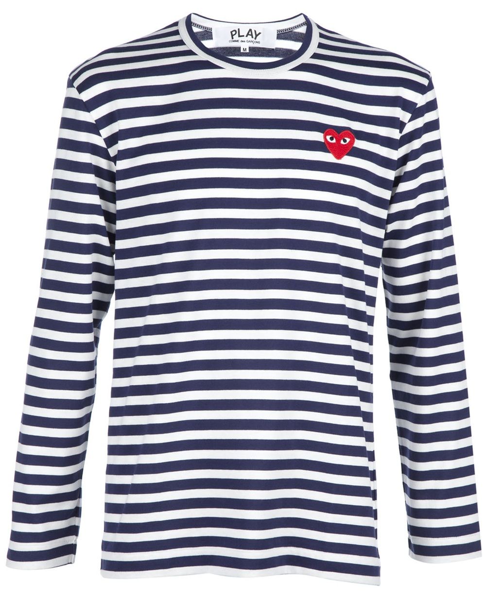 Comme Des Garçons Play logo刺绣条纹T恤 - 蓝色