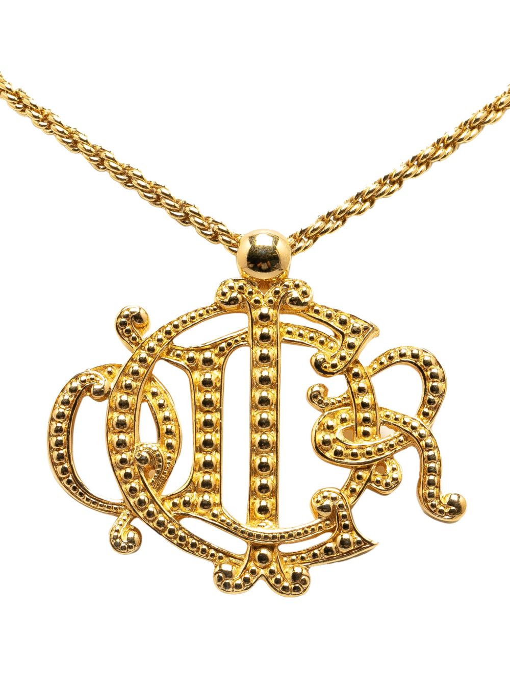Christian Dior Pre-Owned 镀金logo吊饰装饰项链（1900年代典藏款） - 金色