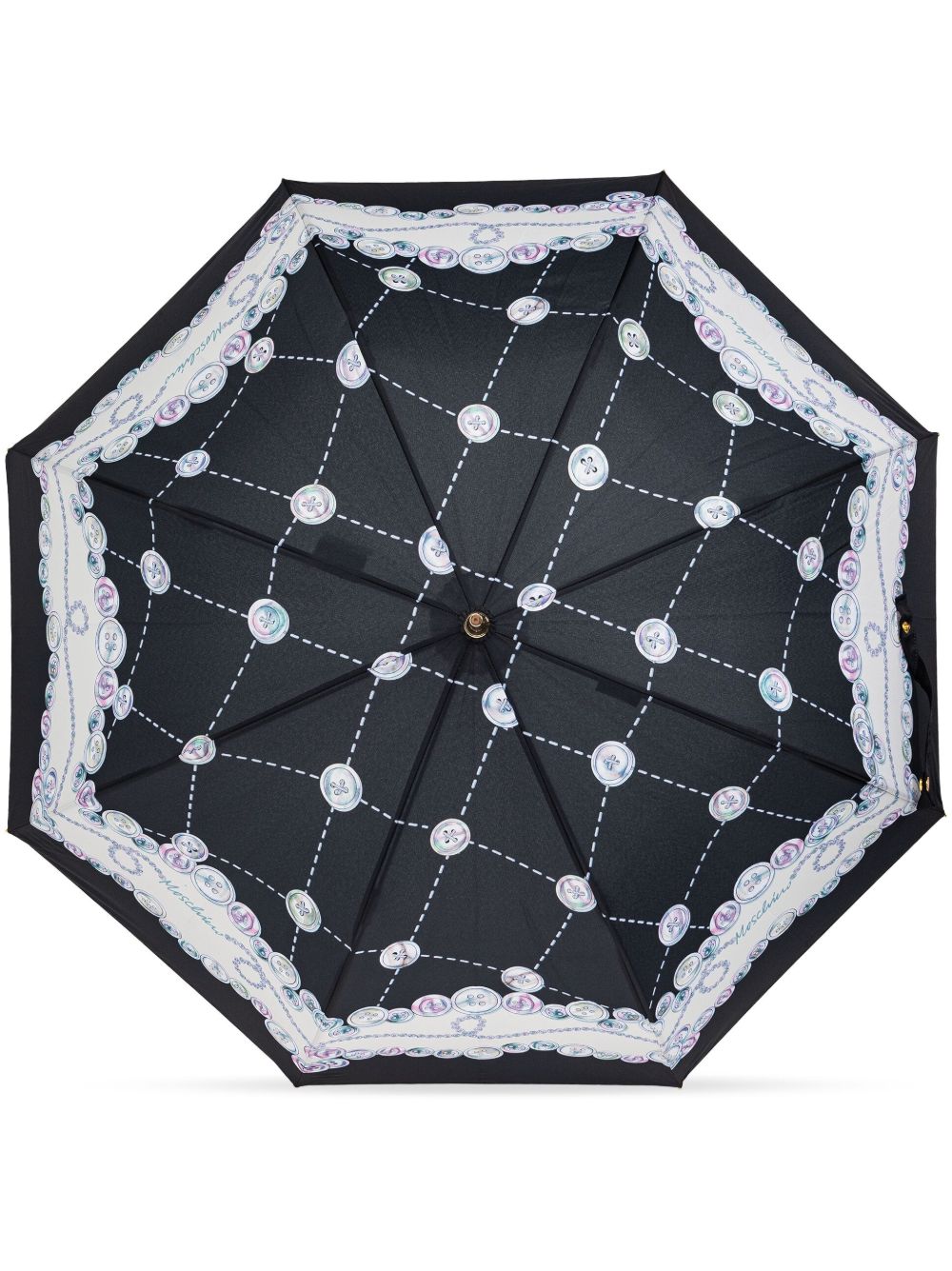 Moschino 纽扣印花雨伞 - 黑色