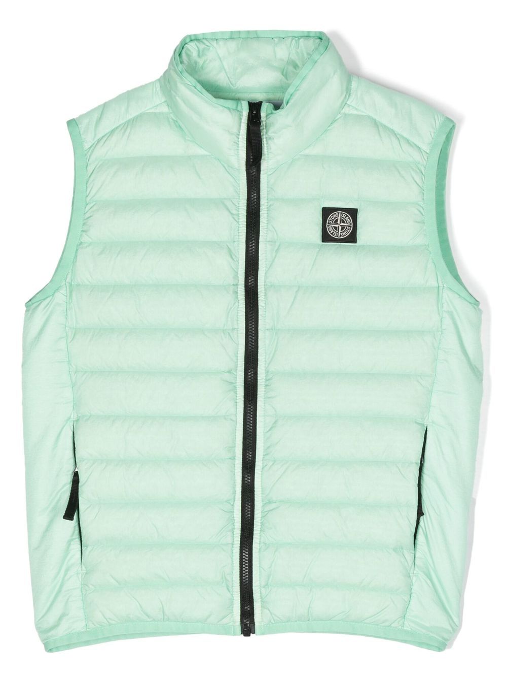 Stone Island Junior 胸前标贴填充马甲 - 绿色