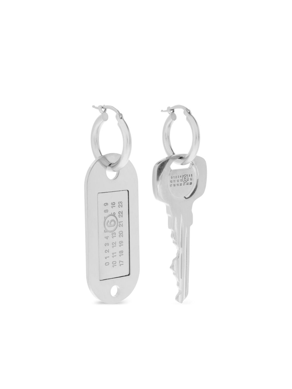 MM6 Maison Margiela Tag and Key 耳环 - 银色