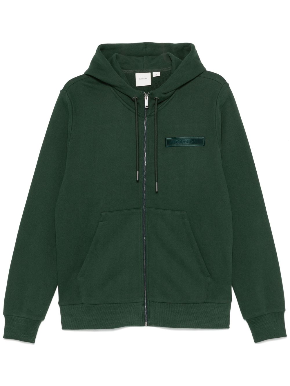 Calvin Klein logo刺绣拉链连帽衫 - 绿色