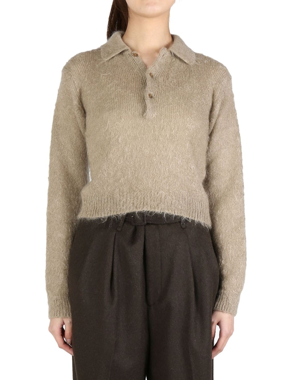 Auralee brushed-effect polo shirt - 中性色